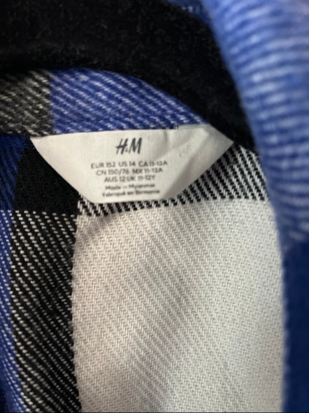 Blue/White Plaid Button Down Shirt Jacket Shacket 11-12 youth size - Picture 2 of 3